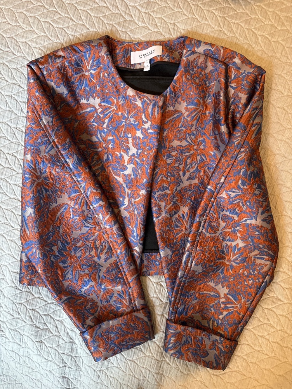 Derek Lam 10 Crosby Neville Cloque Jacket - Red Ochre Multi